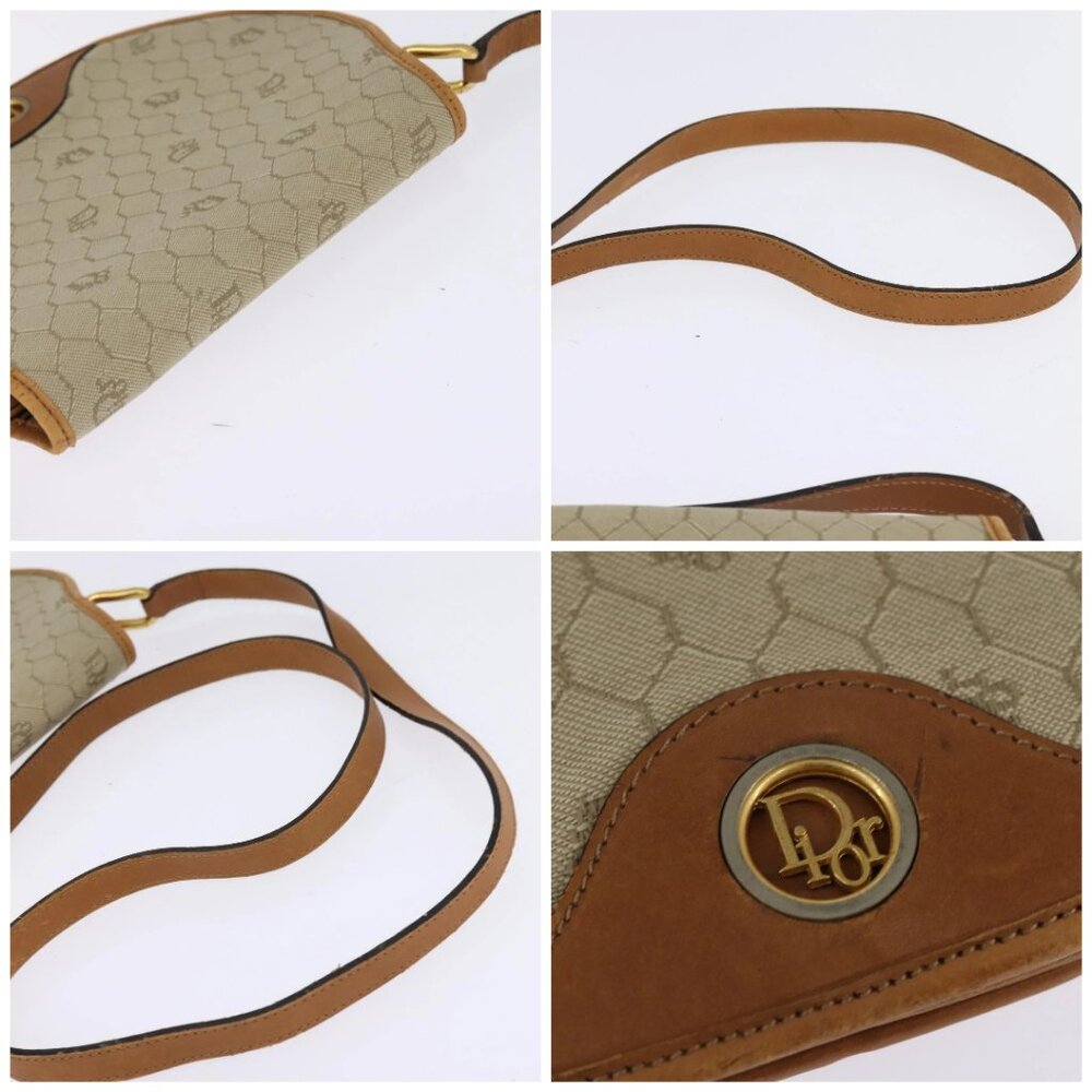 Christian Dior Honeycomb Canvas Shoulder Bag PVC Beige Gold Auth BA5629 - Picture 16 of 16